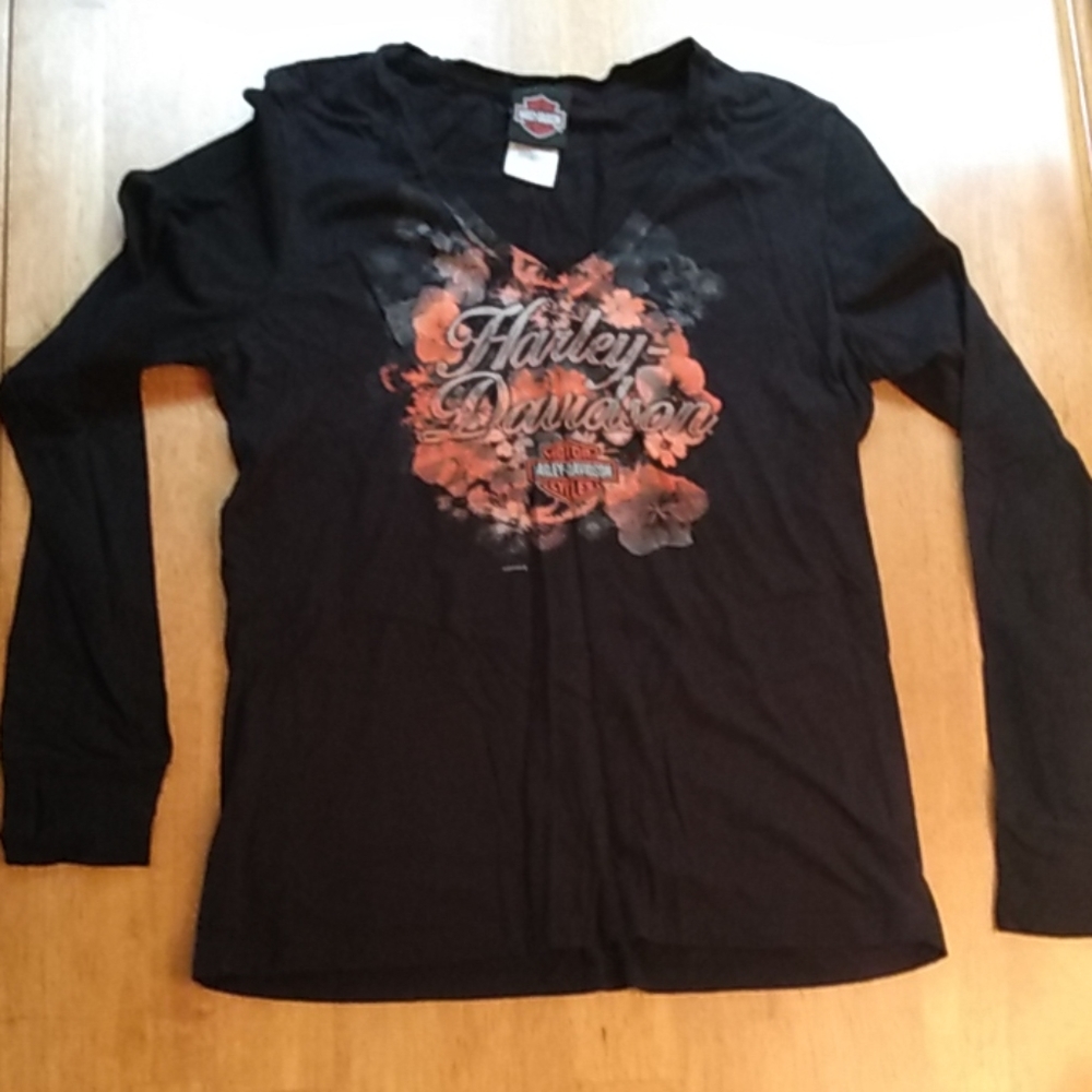 Harley Davidson long sleeve flowered top